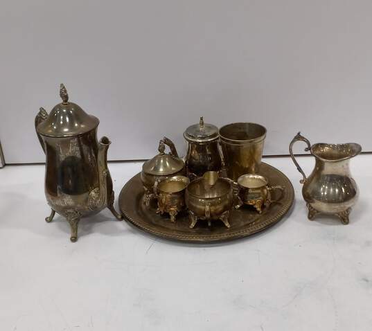 Silver Plated Tea Sets Assorted 9pc Lot image number 1