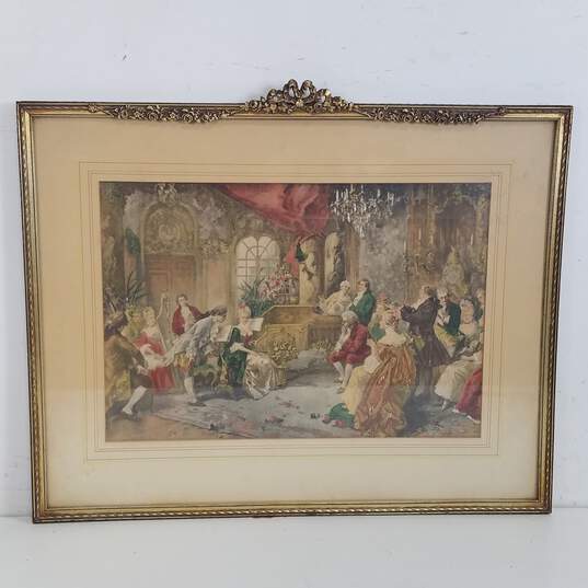 Mozart at Court of Marie Antoinette Vintage Color Lithograph image number 1