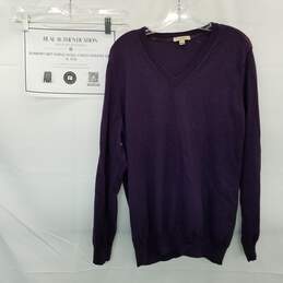 AUTHENTICATED Burberry Brit Purple Wool V-Neck Sweater Size XL
