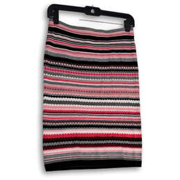 NWT Womens Pink Black Striped Elastic Waist Straight and Pencil Skirt Sz XS alternative image