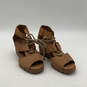 Womens Joanie II NL2914-224 Brown Leather Wedge Heel Strappy Sandals Sz 7.5 image number 3