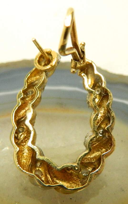 14K Yellow Gold 0.80 CTTW Diamond Single Omega Back Hoop Earring 5.9g image number 8