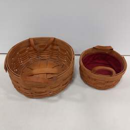 Bundle of 2 Handwoven Wicker Baskets w/ Handles & 1 Basket Liner