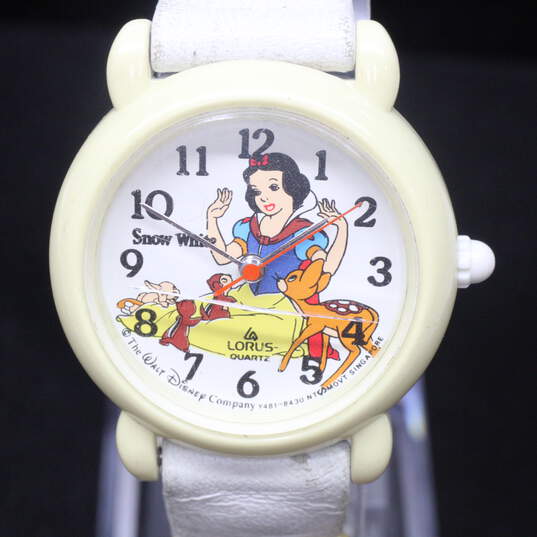 Snow White Y481-8430 Cream Case White Leather Band Watch image number 2