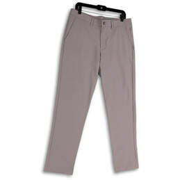 Mens Gray Flat Front Slash Pocket Straight Leg Classic Chino Pants Size 34