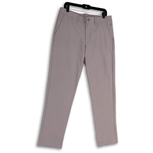 Mens Gray Flat Front Slash Pocket Straight Leg Classic Chino Pants Size 34 image number 1