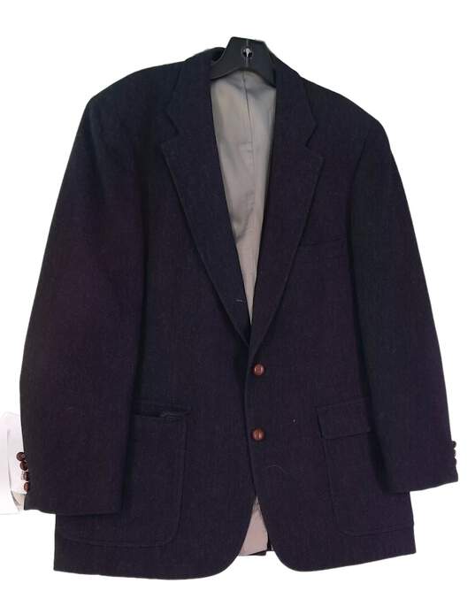 Mens Black Long Sleeve Collared Pockets Single Breasted Blazer Jacket One Size image number 1