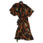 NWT Womens Black Orange Floral Tie Waist Havana Mini Dress Size 22/24 image number 2