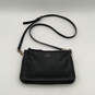 Womens Black Leather Adjustable Strap Inner Divider Zipper Crossbody Bag image number 3