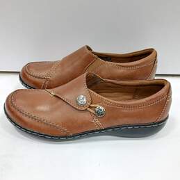 Clarks Women's Ashland Lane Brown Leather Slip On Shoes Size 7M