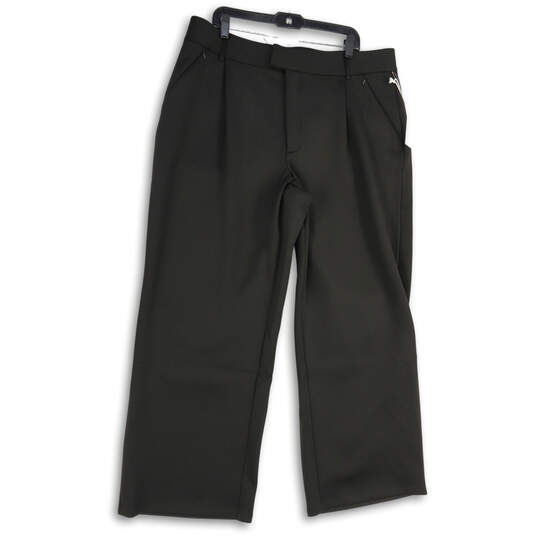 Womens Black Flat Front Pockets Straight Leg Formal Dress Pants Size 18 image number 1