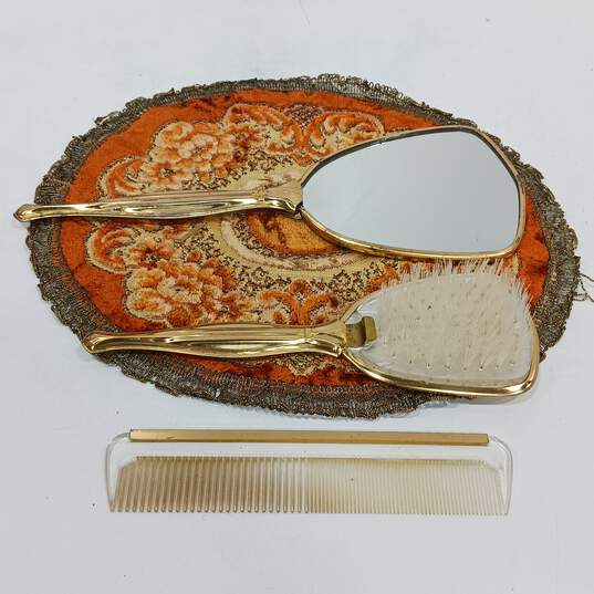 Vintage Hairbrush Mirror Comb Bundle image number 1