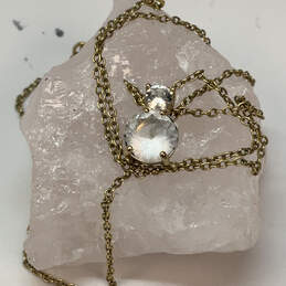 Designer Swarovski Gold-Tone Link Chain Crystal Cut Stone Pendant Necklace