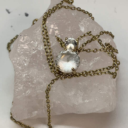 Designer Swarovski Gold-Tone Link Chain Crystal Cut Stone Pendant Necklace image number 1