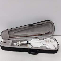 Student White Violin with Bow in Hard Case