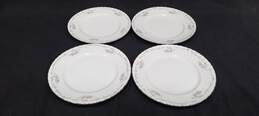 Bundle of 4 Genuine Porcelain China Gold Standard White Plates w/Floral Design
