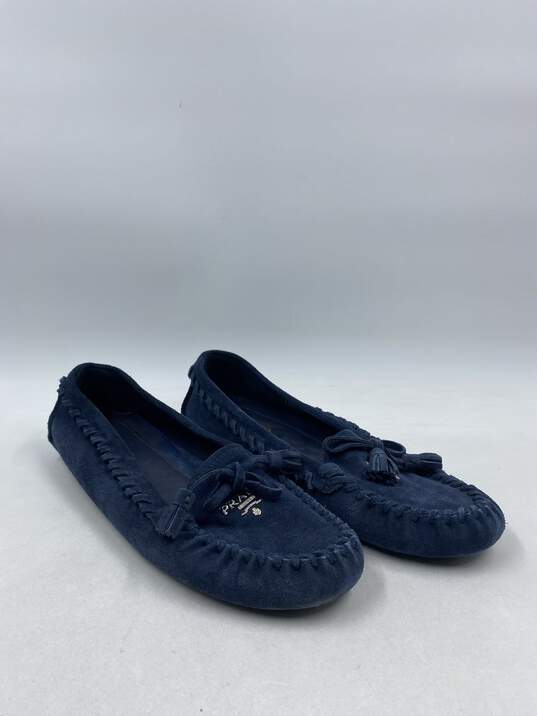 Authentic Prada Navy Tassel Driver Loafer W 9.5 image number 3