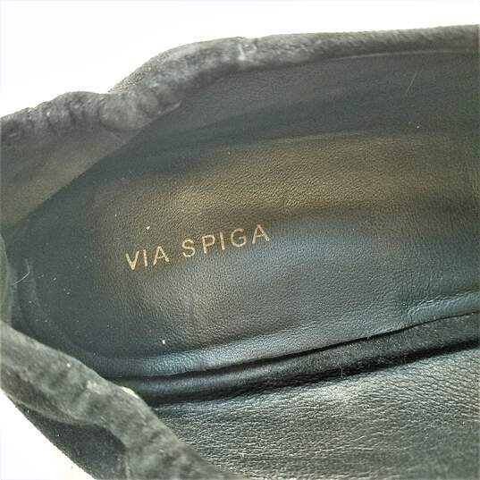 Women's Via Spiga V Talia , Suede Slip On Round Toed Loafers, Black Size 9 image number 8