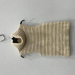 Womens Beige Sleeveless Turtleneck Knitted Pullover Sweater Size Medium