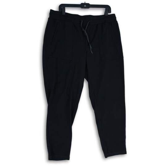 Talbots Womens Black Flat Front Elastic Waist Drawstring Sweatpants Size 1X image number 1