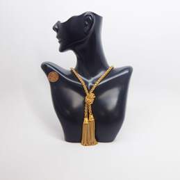 VNTG Givenchy Designer Gold Tone Tassel Pendant Necklace 88.3g alternative image