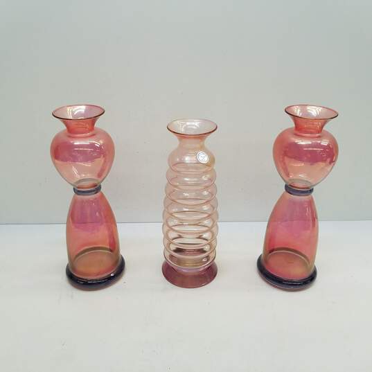 Cristallerie  Lot of 3  Italian Art Glass Vintage  Glass Vases image number 2