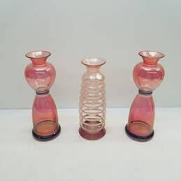 Cristallerie  Lot of 3  Italian Art Glass Vintage  Glass Vases alternative image