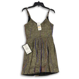 NWT Womens Multicolor V-Neck Spaghetti Strap Short A-Line Dress Size 7 alternative image