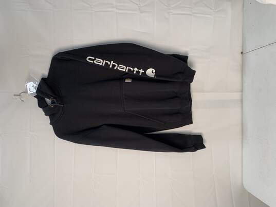 Men's Black Carhartt Pull Over Hoodie Size: Small image number 2