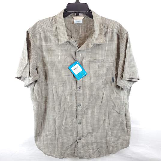 Columbia Men Grey Pattern Button Up Short Sleeve L NWT image number 1