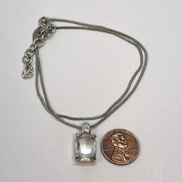 Designer Swarovski Silver-Tone Chain Clear Crystal Stone Pendant Necklace alternative image