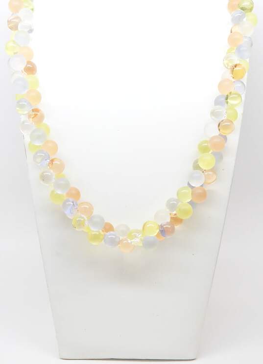 Vintage Monet Wisteria Moonglow Colorful Pastel Lucite Bubble Beaded Statement Necklace 168.2g image number 1