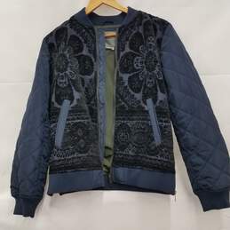 Anthropologie Clemence Quilted Bomber Jacket Blue Size Medium
