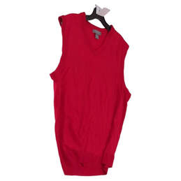 Vintage Mens Red Sleeveless V Neck Pullover Vest Sweater Size Large alternative image