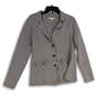 Womens Gray Long Sleeve Notch Lapel Pockets Button Front Jacket Size Small image number 1