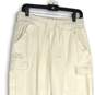 Womens White Elastic Drawstring Waist Slash Pocket Cargo Jogger Pants Size L image number 3
