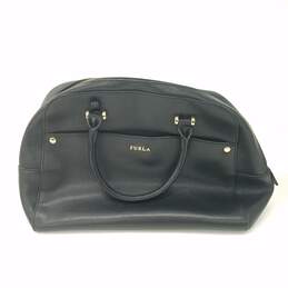 Furla Black Leather Crosshatched Handbag