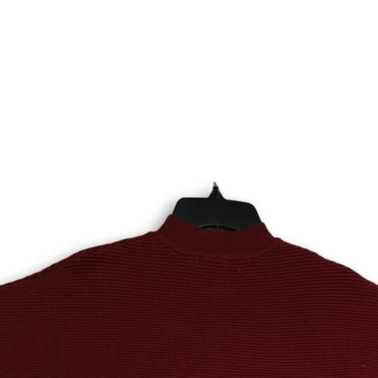 NWT Womens Red Knitted Crew Neck Cropped Pullover Sweater Size Medium image number 4
