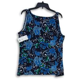 NWT Chico's Womens Blue Floral Round Neck Sleeveless Pullover Blouse Top Size 3 alternative image