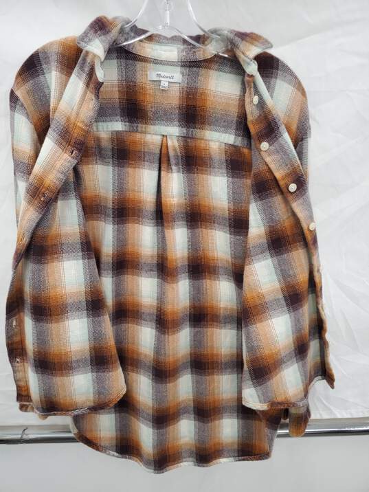 Women Madewell Flannel Side-Button Oversized Ex-Boyfriend Shirt Size-S image number 3