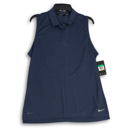 NWT Womens Navy Blue Dri Fit Collared Sleeveless Golf Polo Shirt Size XL