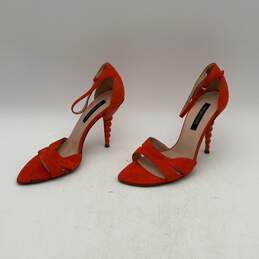 Sergio Rossi Womens Orange Open Toe Buckle High Stiletto Strappy Heels Size 37 alternative image