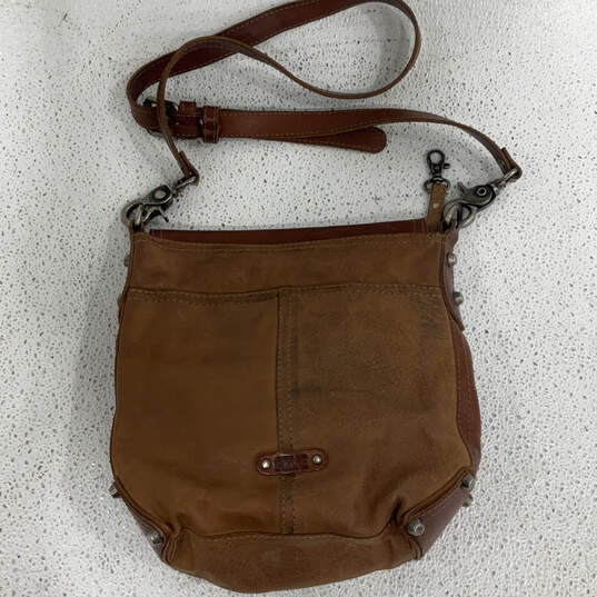 Womens Brown Leather Inner Zip Pocket Adjustable Strap Crossbody Bag Purse image number 2