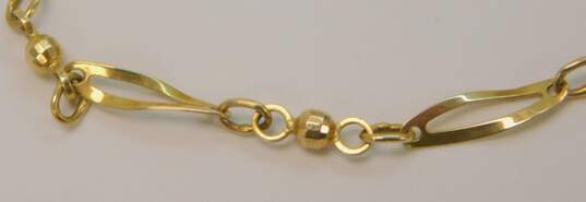 14K Gold Wavy Oval Bar & Disco Ball Beads Chain Anklet For Repair 3.7g image number 2