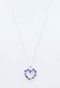 10K White Gold Blue Sapphire Heart Pendant Necklace 3.0g image number 1