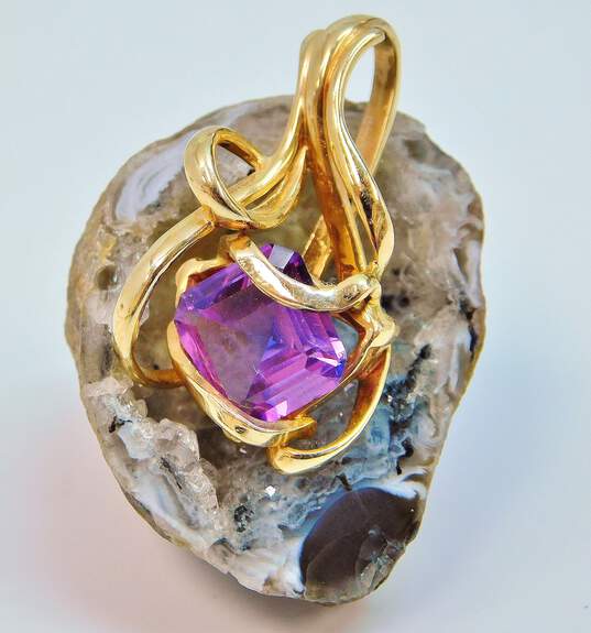 14K Yellow Gold Sapphire Pendant 5.7g image number 2
