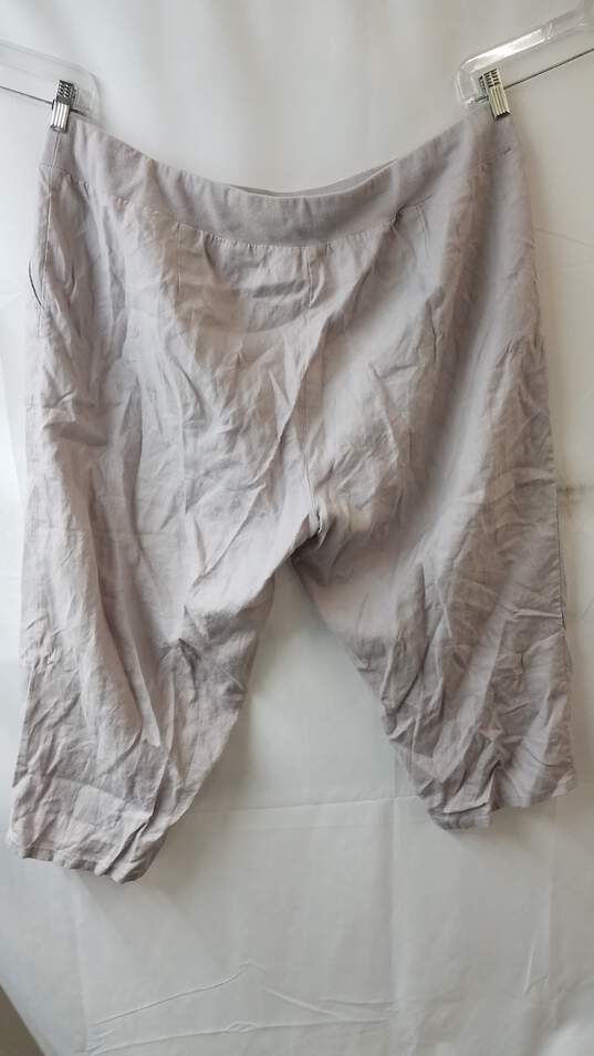 Organic Linen Eileen Fisher Pants Drawstring Capri 3X Gray image number 6