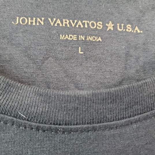 John Varvatos Skull Roses Black T-Shirt Women's LG NWT image number 4
