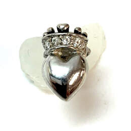 Designer Juicy Couture Silver-Tone Rhinestone Heart Crown Stud Earrings alternative image