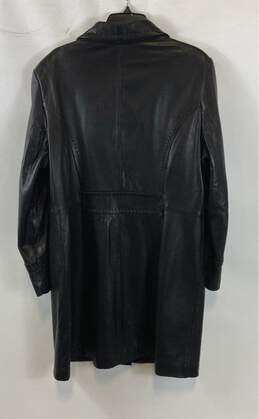 Jones New York Womens Black Leather Long Sleeve Collared Trench Coat Size XL alternative image